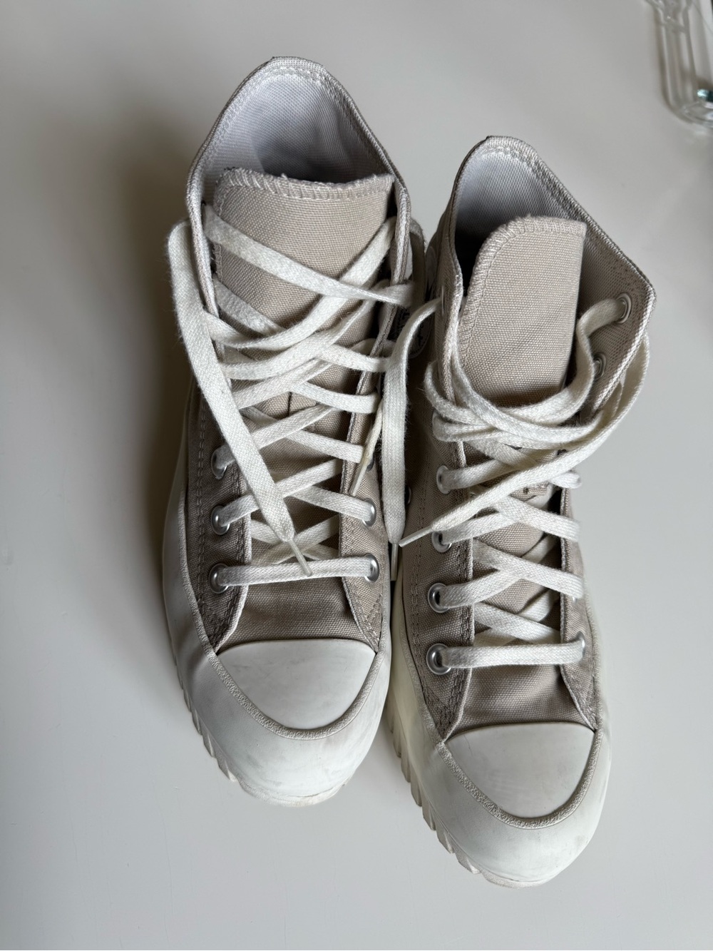 Converse High Top Sneakers - Beige & White - Picture 5 of 7